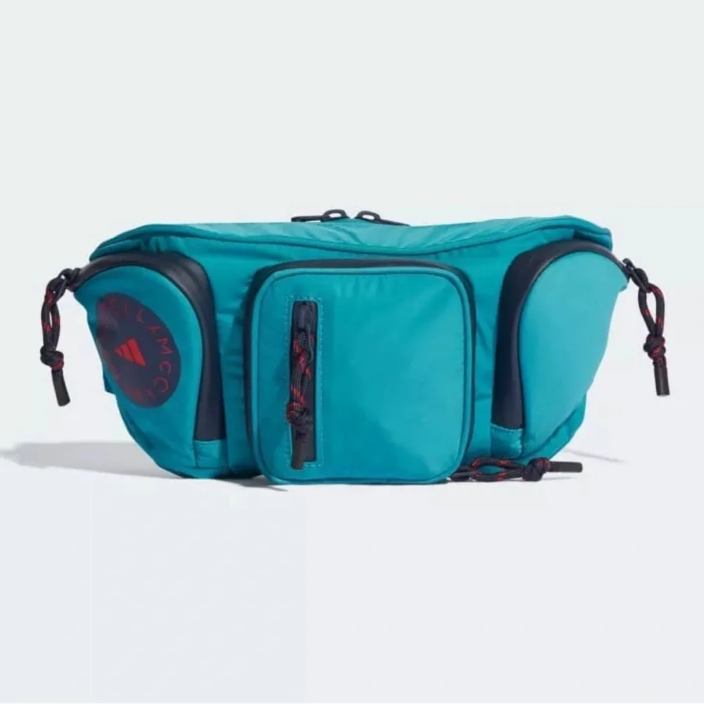 WORN ONCE adidas x Stella McCartney Bum Bag Turquoise & Navy Trim, Multi Pockets - Picture 7 of 9
